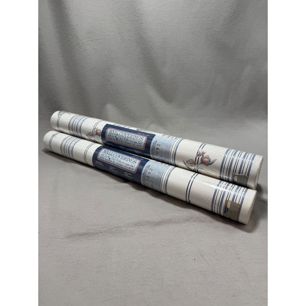 C&A Wallcoverings Vintage Wallpaper 3 Rolls Floral Stripe CP3092 Run 7 Farmhouse